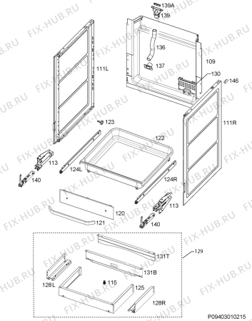 Взрыв-схема плиты (духовки) Electrolux EKD60252W - Схема узла Housing 001